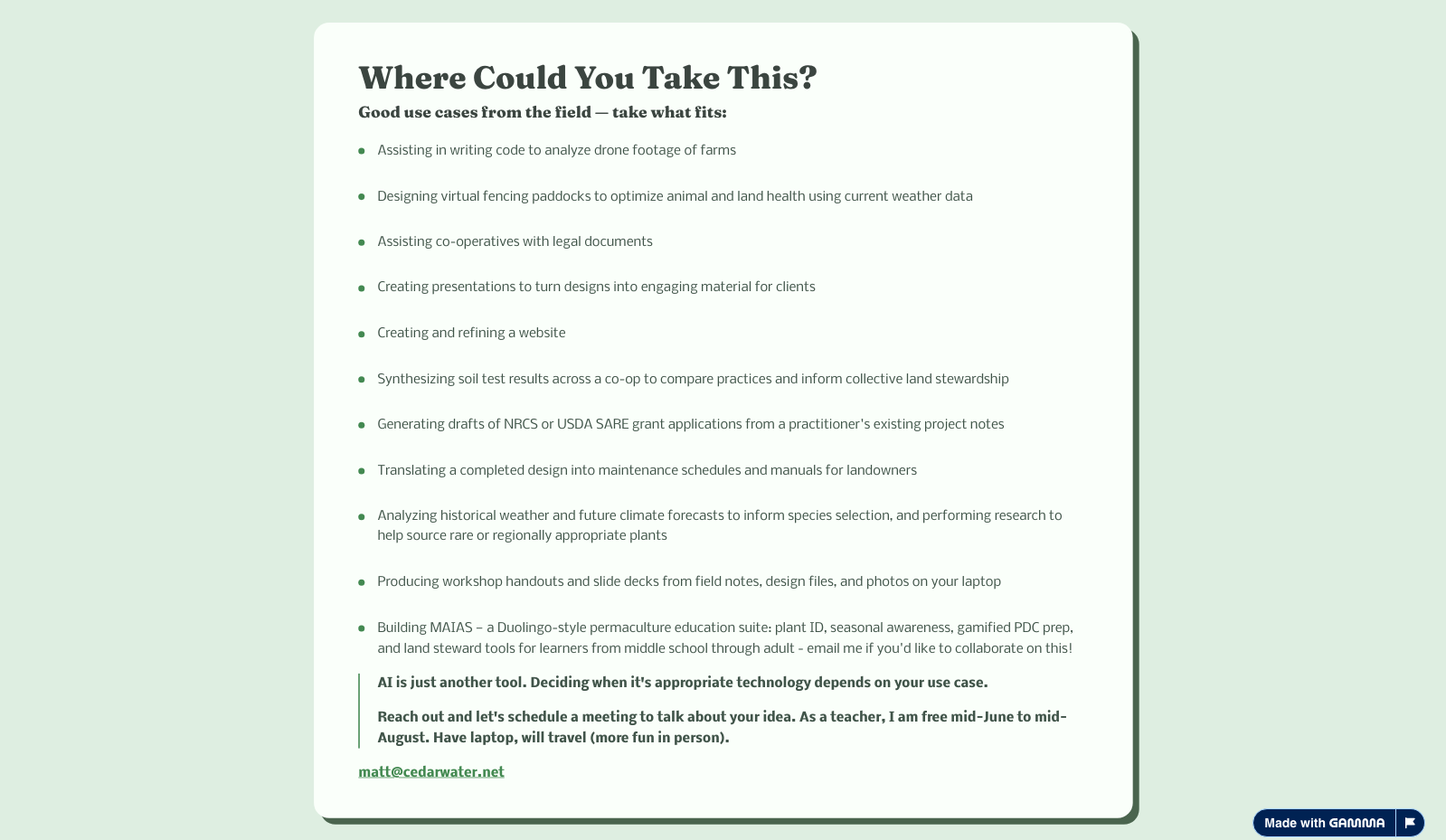 Where Could You Take This?